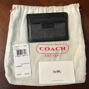 Men’s Coach charcoal black leather card case